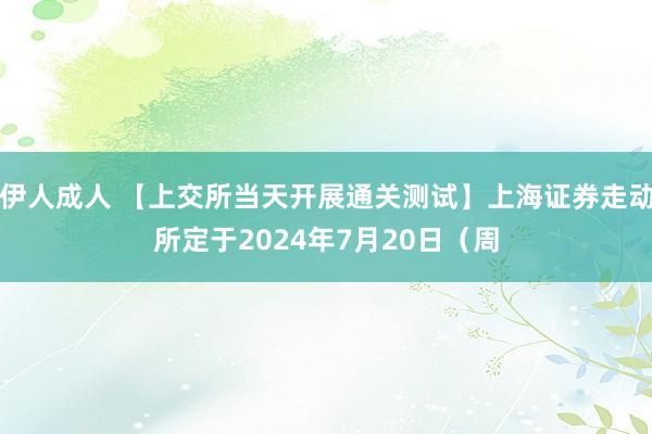 伊人成人 【上交所当天开展通关测试】上海证券走动所定于2024年7月20日（周