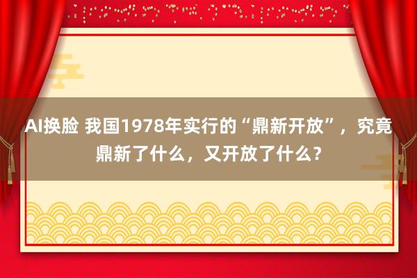 AI换脸 我国1978年实行的“鼎新开放”，究竟鼎新了什么，又开放了什么？