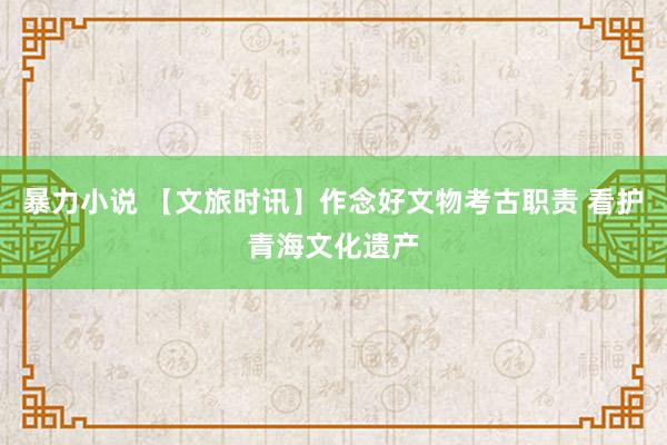 暴力小说 【文旅时讯】作念好文物考古职责 看护青海文化遗产