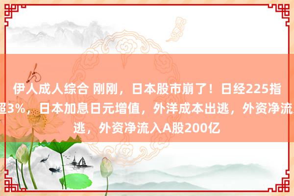 伊人成人综合 刚刚，日本股市崩了！日经225指数直线下降超3%，日本加息日元增值，外洋成本出逃，外资净流入A股200亿