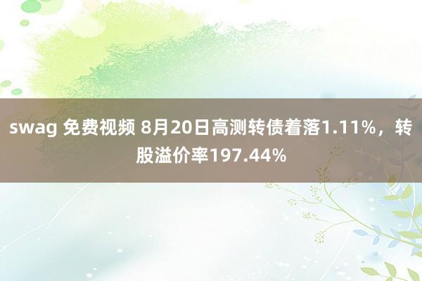 swag 免费视频 8月20日高测转债着落1.11%，转股溢价率197.44%