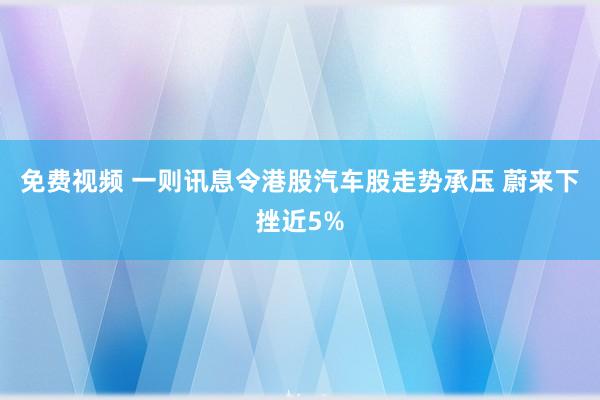 免费视频 一则讯息令港股汽车股走势承压 蔚来下挫近5%