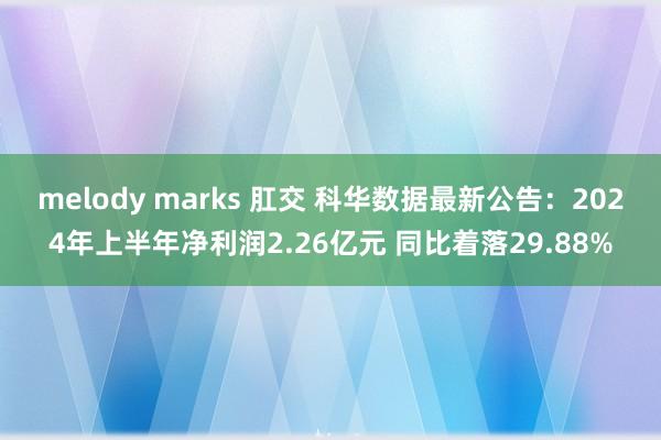 melody marks 肛交 科华数据最新公告：2024年上半年净利润2.26亿元 同比着落29.88%