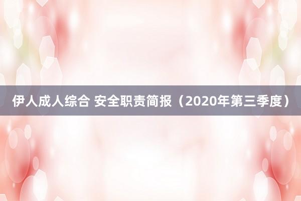 伊人成人综合 安全职责简报（2020年第三季度）