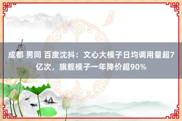 成都 男同 百度沈抖：文心大模子日均调用量超7亿次，旗舰模子一年降价超90%