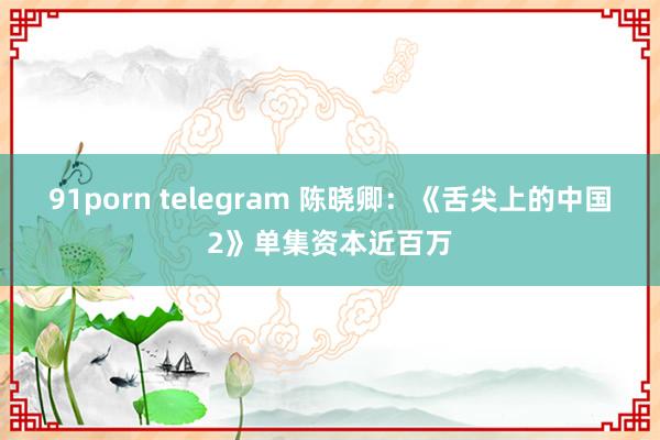 91porn telegram 陈晓卿：《舌尖上的中国2》单集资本近百万